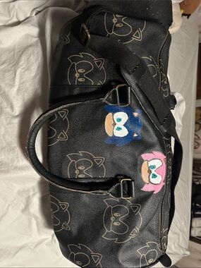 Sonic theme hand painted one of a kind travel bag with straps